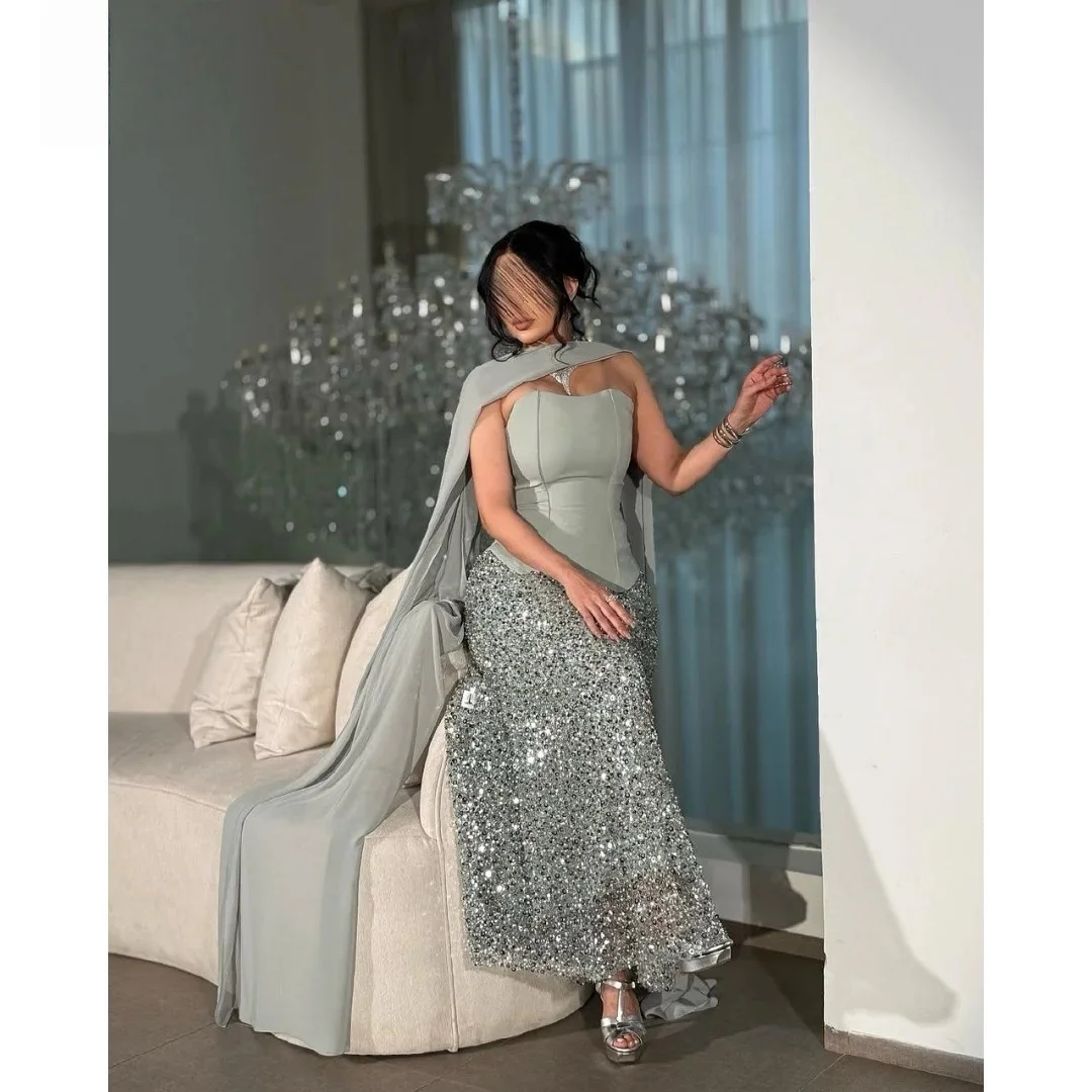 

Sparkly Formal Women Long Bespoke Occasion Gown Evening Dresses Pastrol Unisex Jersey Retro Dubai Saudi Arabic Prom Customized