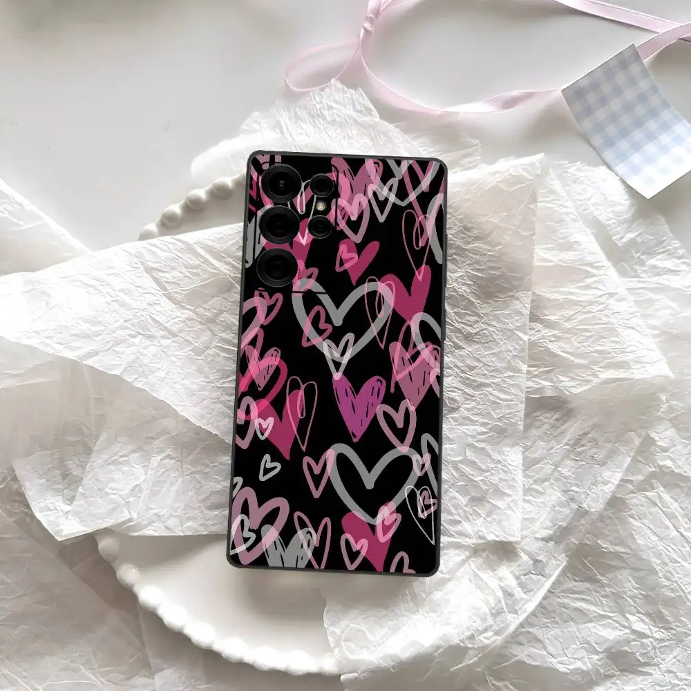 Black Sexy Lip Print love Plating Phone Case For Samsung S 24 fe 25 Ultra plus 20 lite 21 24 22 30 22 23 Ultra 5G Fundas