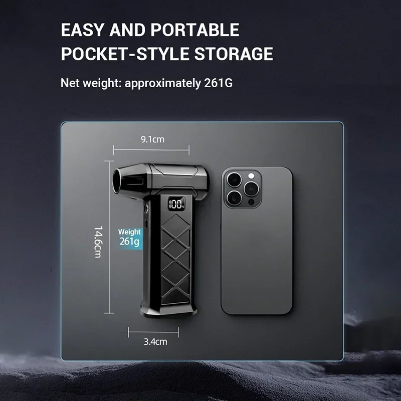 Turbo Jet Blower 800000RPM Brushless Motor Outdoor Powerful Air Blower Handheld Blower Rechargeable Thrust PC Tool