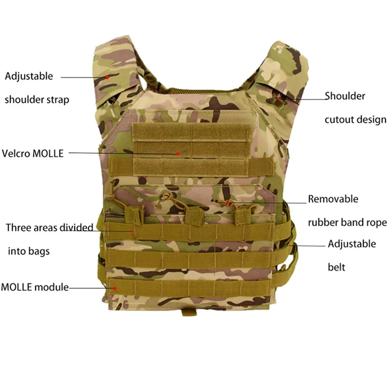 Plate Carrier Army Vest Tactical Equipment for JPC Wargame Military Vest Armor Vest Hunting Black Paintball CS Protective