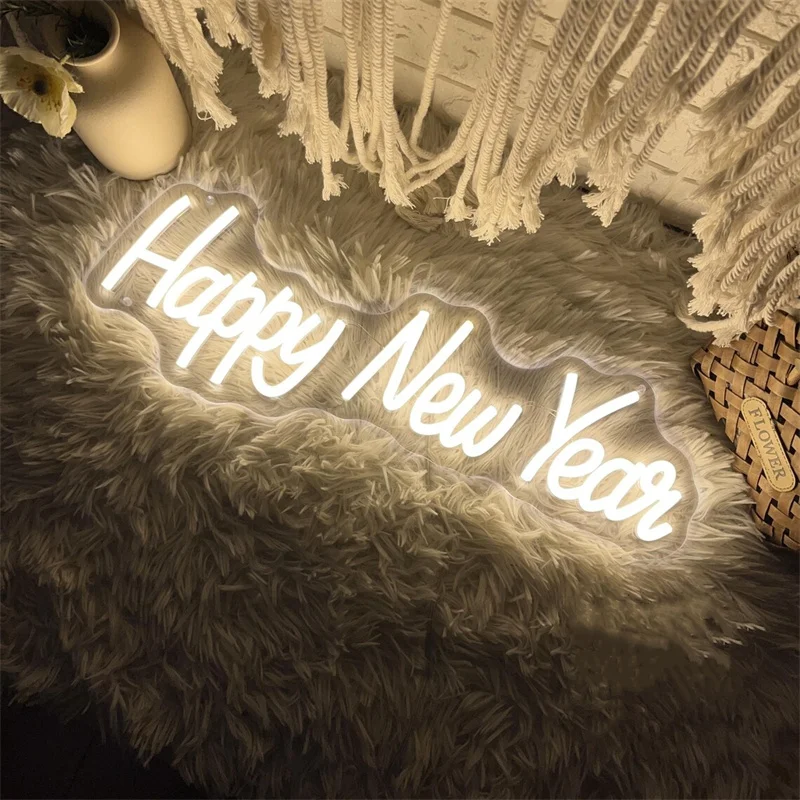 Happy New Year Neon Sign, Custom 2025 Party Personalized LED Neon Light Sign Home Wall  Merry Christmas Holiday Party Decor