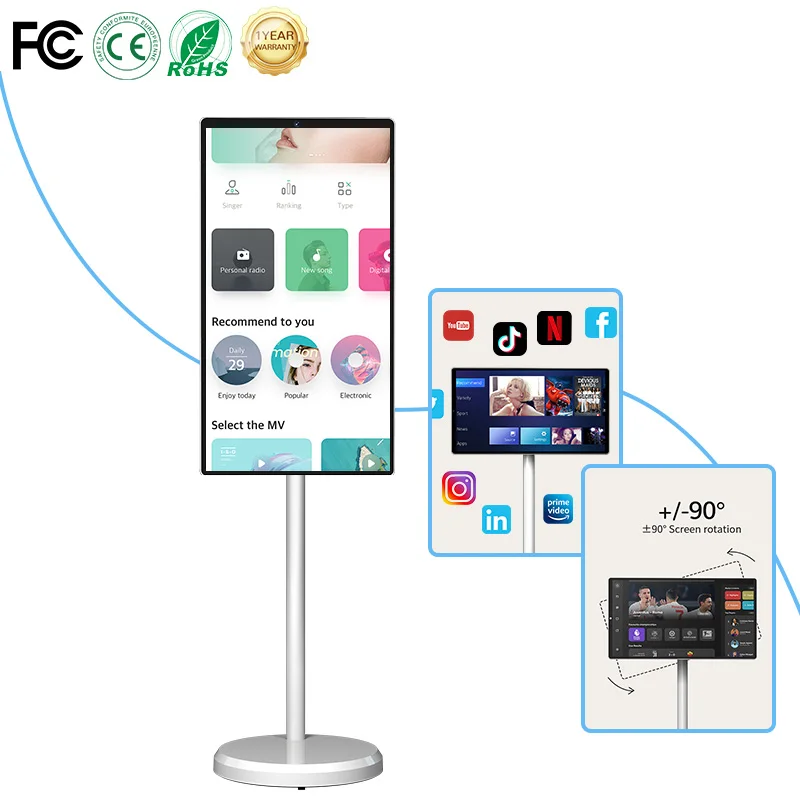 

21.5 Inch Standbyme Portable Tv Floor Standing Smart Interactive Touch Screen Monitor Usb Interface Lcd Display Fitness Mirrors