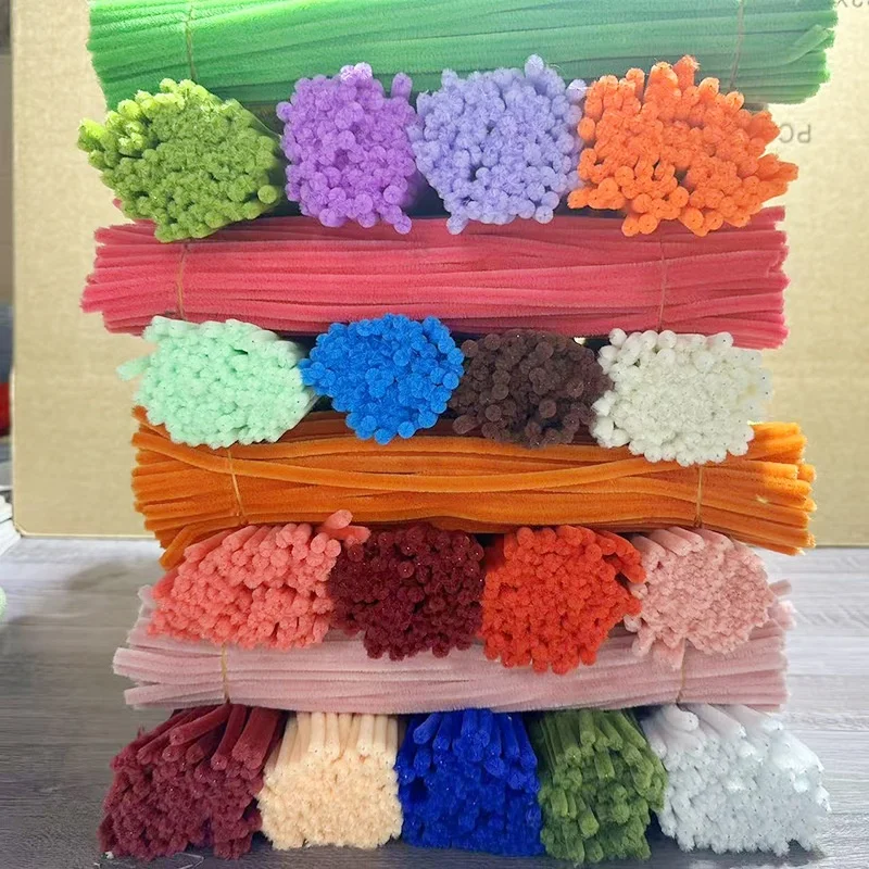 Creative DIY Handmade Mixed Plush Stems 100 Pieces Realistic Flower Twists Craft Supplies for Ladies Summer T-Shirts