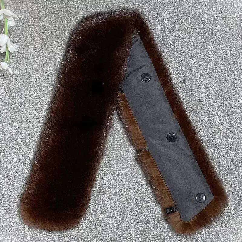 Mink Fur Collar For Men Universal Small Stand-up Collar For Coats Down Jackets Neck Warmer Fur Scarf Shawls Male Warm Scarves