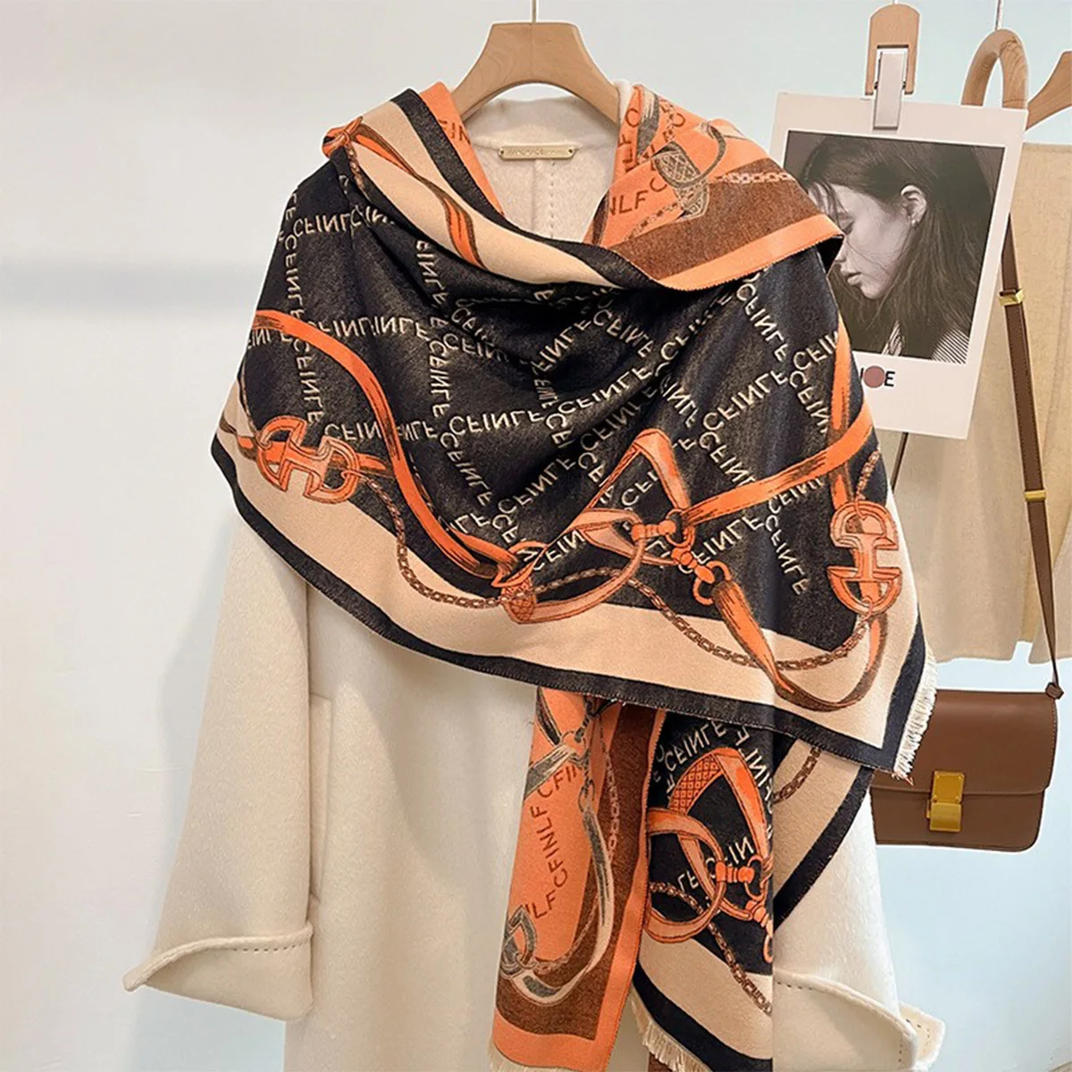 

Осень-зима кашемировый шарф женский роскошный буквенный принт женская шаль шарфы женское толстое теплое одеяло подарок Echarpe пашмина