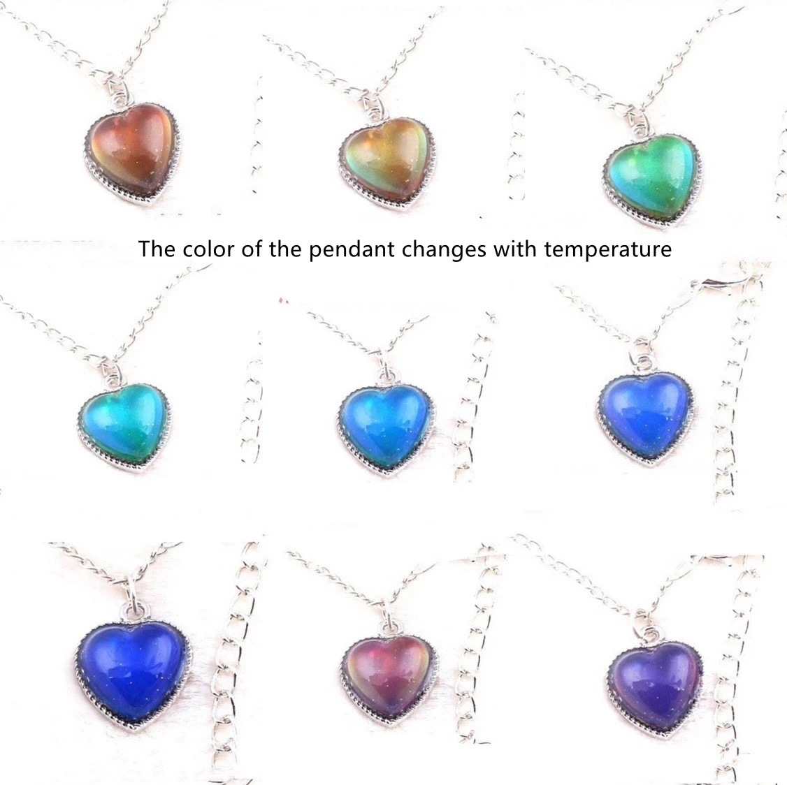 Kpop Group Bangtan Boys V Same Paragraph Necklace Warm-sensing Discoloration Heart-shaped Necklace Titanium Steel Pendant