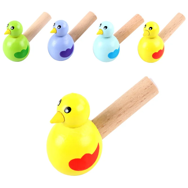 1PC Cartoon Bird Whistle Musical Instrument Toy Children Early Educational Toys Wooden Music Toy Learning Game for Kids Bath Toy