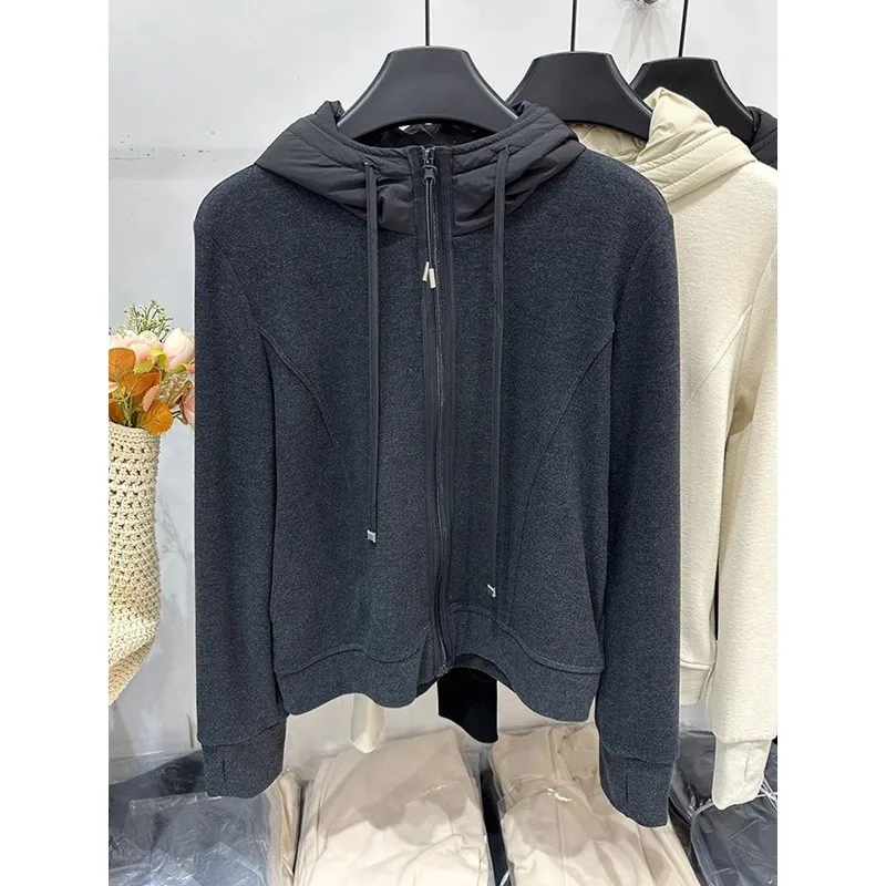 الخريف الشتاء حجم كبير هوديي Jaet المرأة طويلة Sve تقسم المخملية الدافئة سترة أعلى ألياف البوليستر V-Ne تصميم