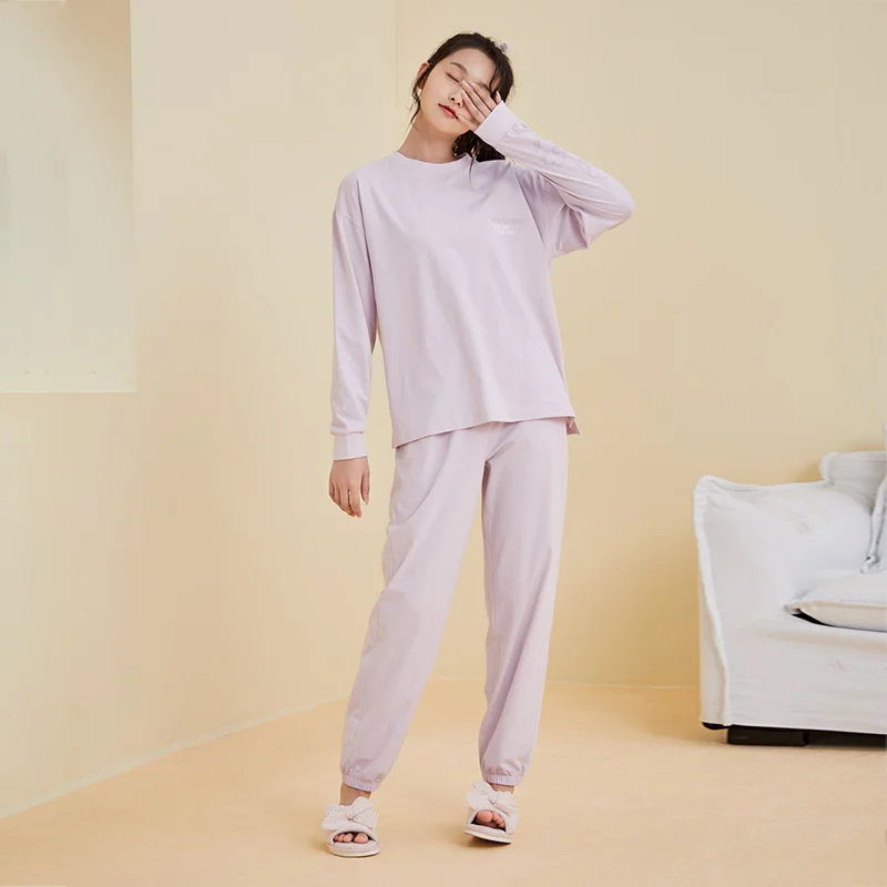 Semir Long-Sleeved Pajamas Women Pure Cotton New Autumn Casual Simple Can Be Worn Outside Pajamas Set