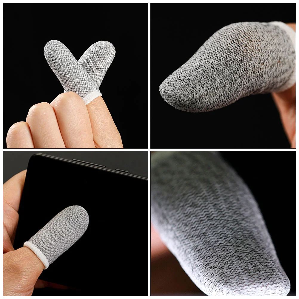 6 Pcs Controller Game Finger Cot Baby Gloves Thumb Sleeves Silver Fiber Gaming Mobile Tool