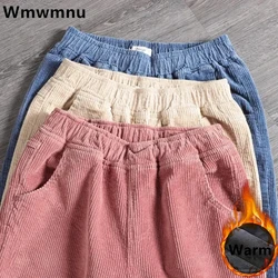 Winter Thicken Baggy Harem Pants Women High Waist Casual Warm Velvet Lined Pantalones Snow Wear Corduroy Ankle-length Spodnie