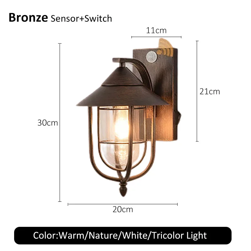 โคมไฟติดผนังภายนอกพร้อมเซ็นเซอร์ตรวจจับความเคลื่อนไหว ไฟ LED กันน้ำ สำหรับสวน ระเบียงบ้าน ทางเดิน ตกแต่งบ้าน