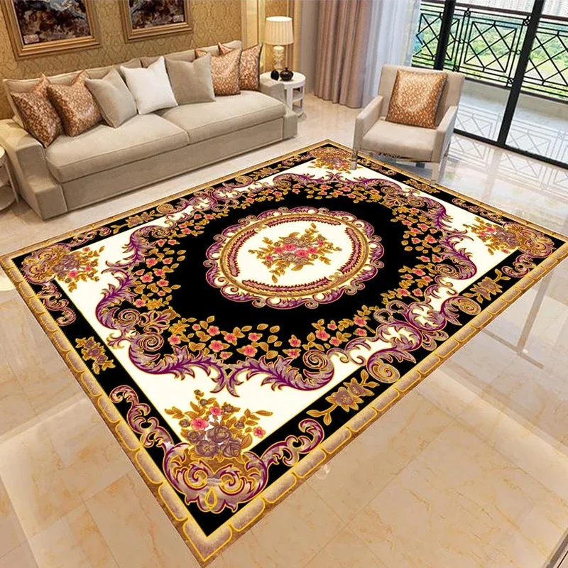 Custom 3D Floor Sticker Wallpaper European Style Carpet Pattern Living Room Floor Mural Waterproof Self-adhesive PVC Wall Paper