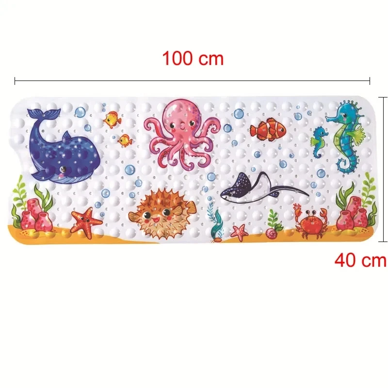 Large Cute Cartoon PVC Bath Mat Anti-Slip Shower Bathtub Mats With Sucker Soft Massage Pad Kid\'s Elder Bathroom Carpet Rug