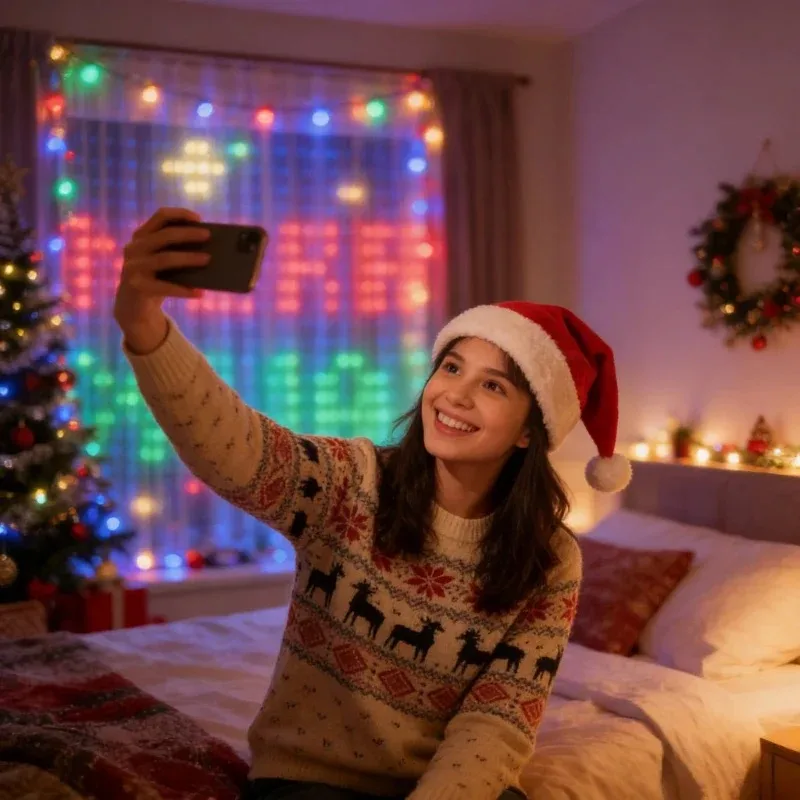 Smart LED Fairy Curtain Lights, App Remote DIY String Lights for Christmas Party Window Decoration
