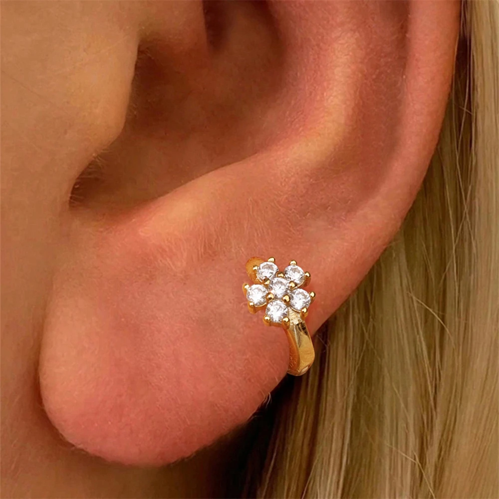 

Boako 925 Sterling Silver 1 piece Flower/Star Zircon Circle Earrings For Women Paty Wedding Hoop Jewelry Gift for her