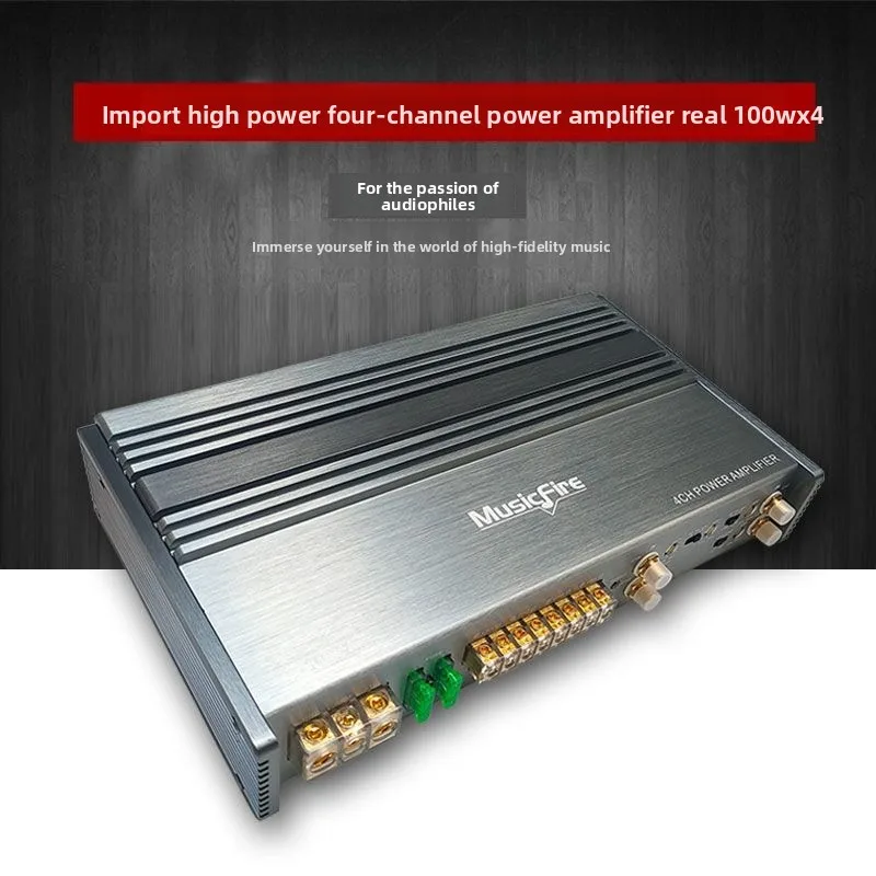 12V 4-Channel Class AB Car Amplifier, 100W×4 High Power Audio Amp for Car Speakers