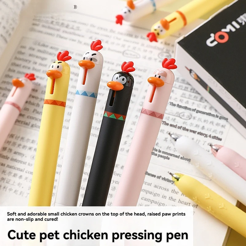 

12 шт. гелевая ручка Cute Pet Chick Cute Press Neutral Pen Fun Decompression ST Quick Work Office Brushing Questions Signature Black Pen