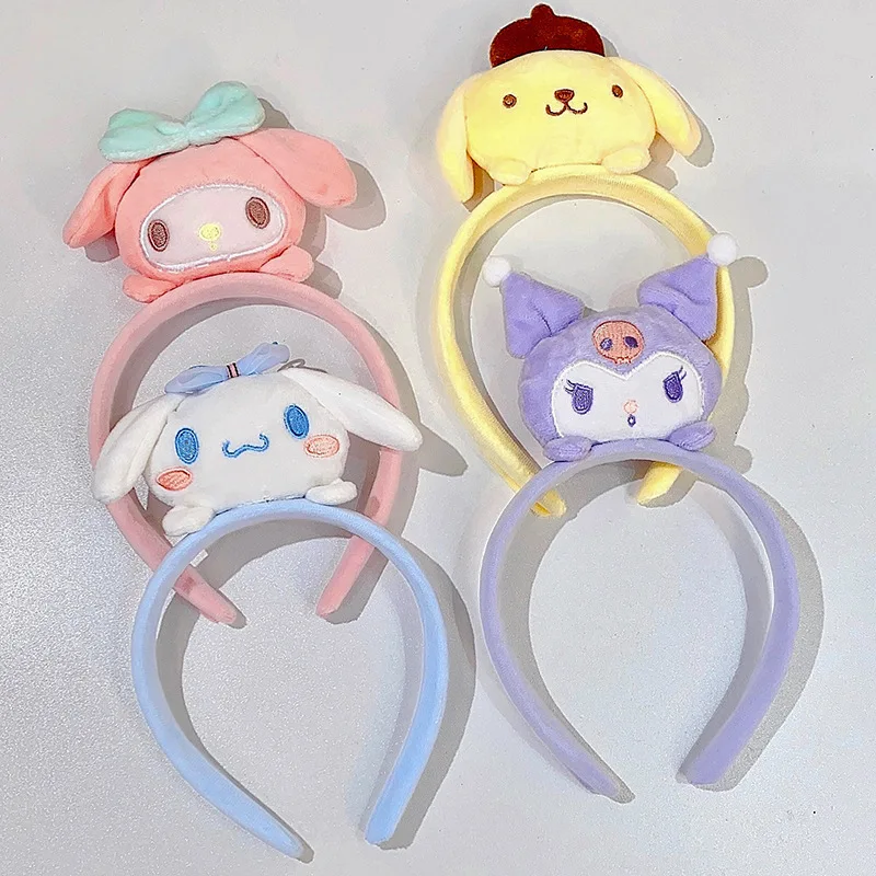 Sanrio Fall Winter Ears Hair Accessories For Kid Melody Hairband Girl Pom Pom Purin Headband Baby Kuromi Head Band Cute Headwear