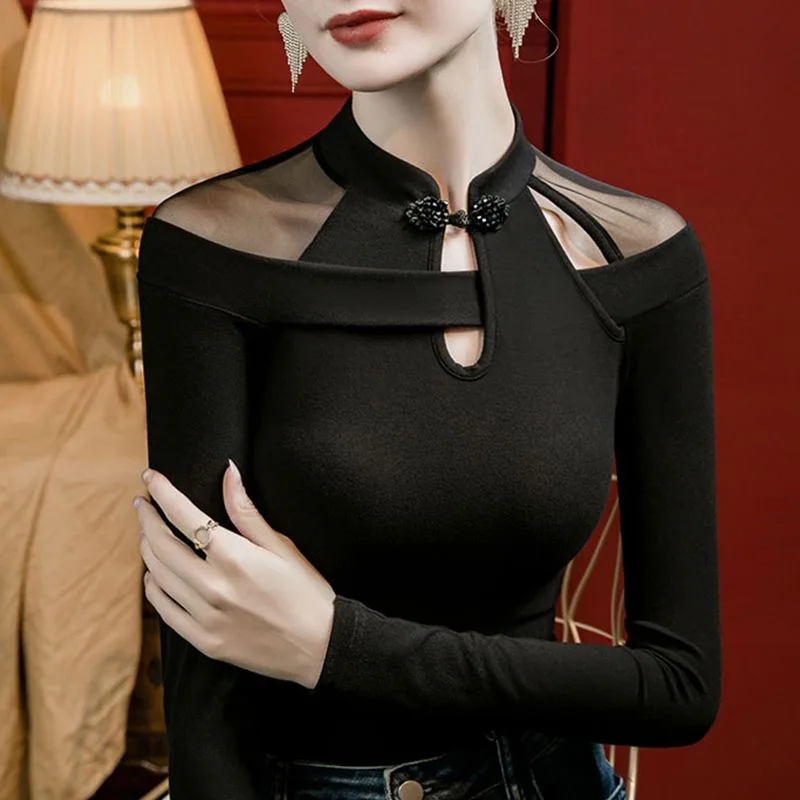 2025-new-chinese-style-vintage-cheongsam-collar-black-t-shirt-women's-slim-fit-long-sleeve-bottom-top-tangsuits-blouse