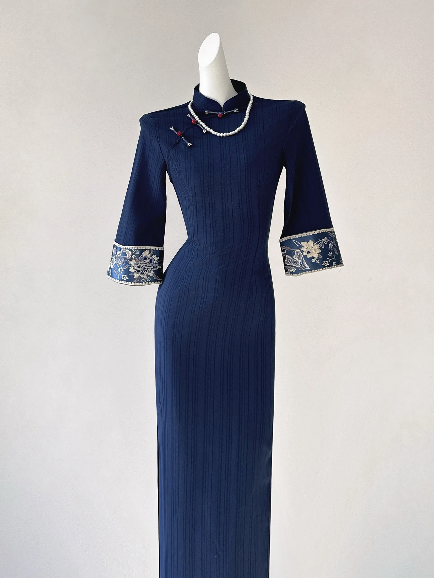 

Ele Blue Dr Women's Daily Wear Long Sve Long Dr Vintage Sle Autumn Winter Faionable Simple Design