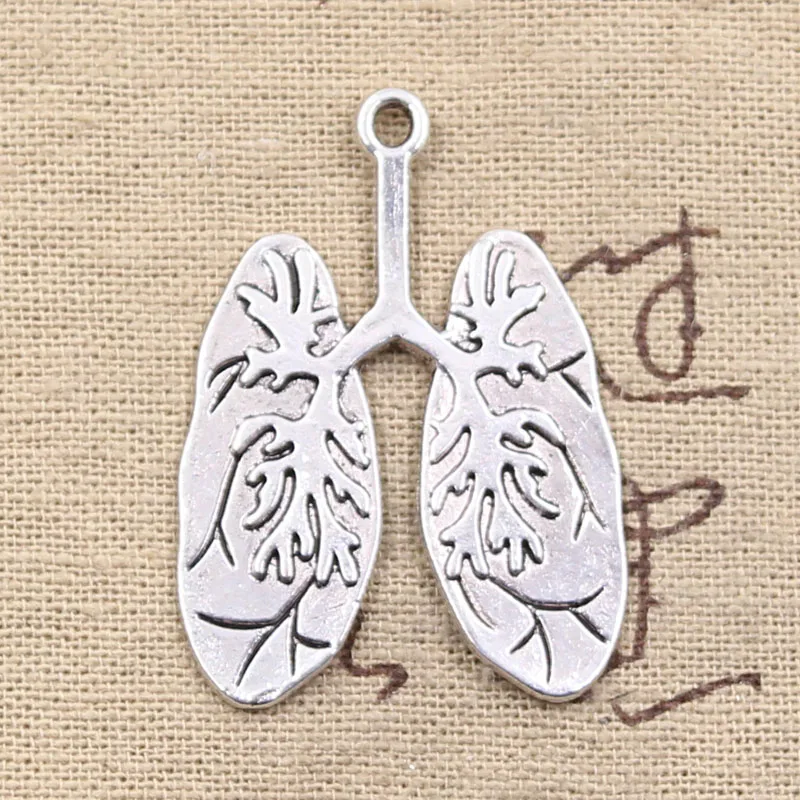 

6pcs Charms Lung Respiratory System 39x30mm Antique Silver Color Pendants Making DIY Handmade Tibetan Silver Color Jewelry