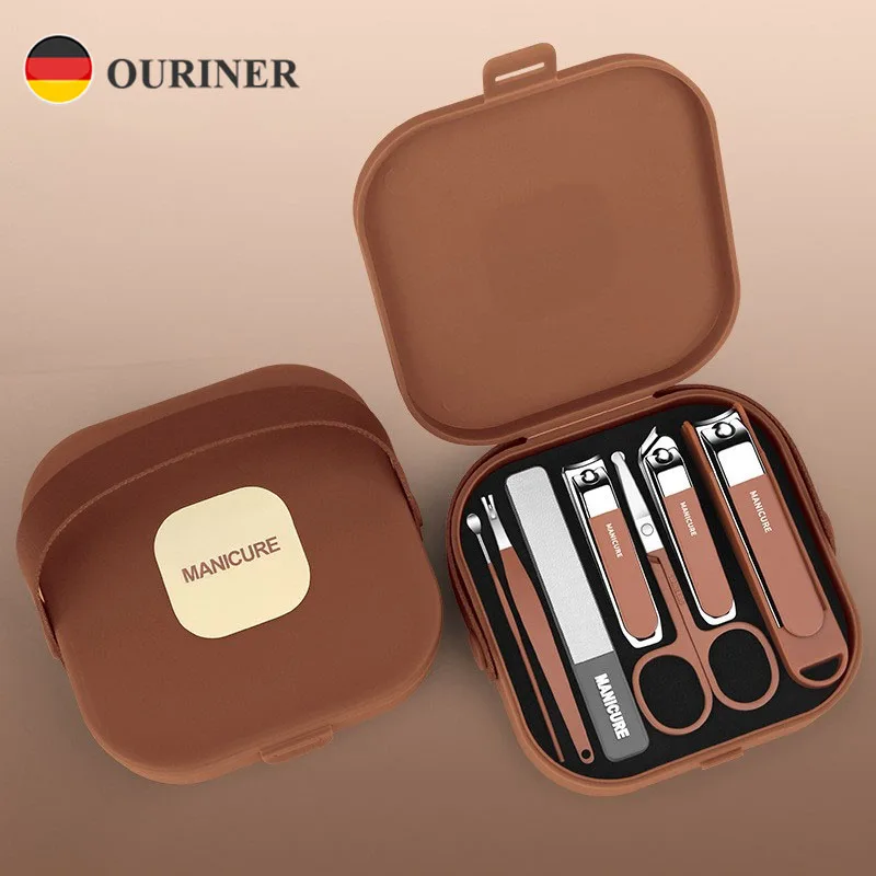 Complete 7 Pcs Set Manicure Kit Nail Clippers with Clippers Cuticle Pusher & Trimmer portable Gift For Women and Men