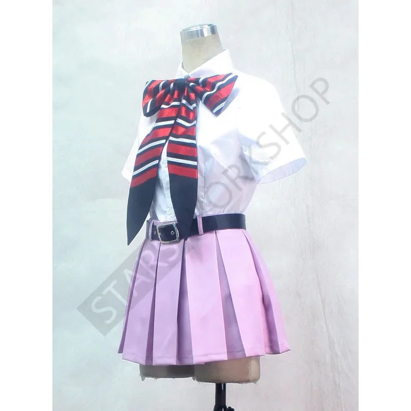 Qq34Anime Ao No Exorcist Shiemi Moriyama Kostum Cosplay Wanita Rok Merah Muda Atasan Dasi Kupu-kupu Sabuk Seragam Setelan Pesta Karnaval Halloween