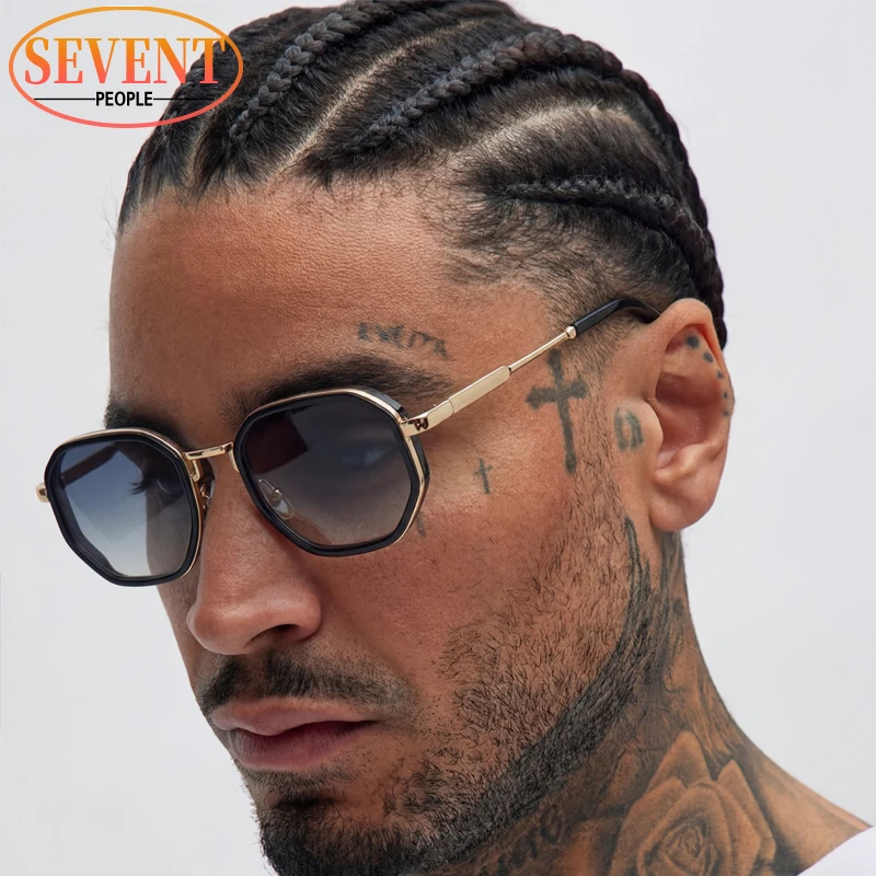 

Vintage Steampunk Square Sunglasses Men 2026 Luxury Brand Retro Metal Polygon Outdoor Sun Glasses Trendy Octagon Punk Shades