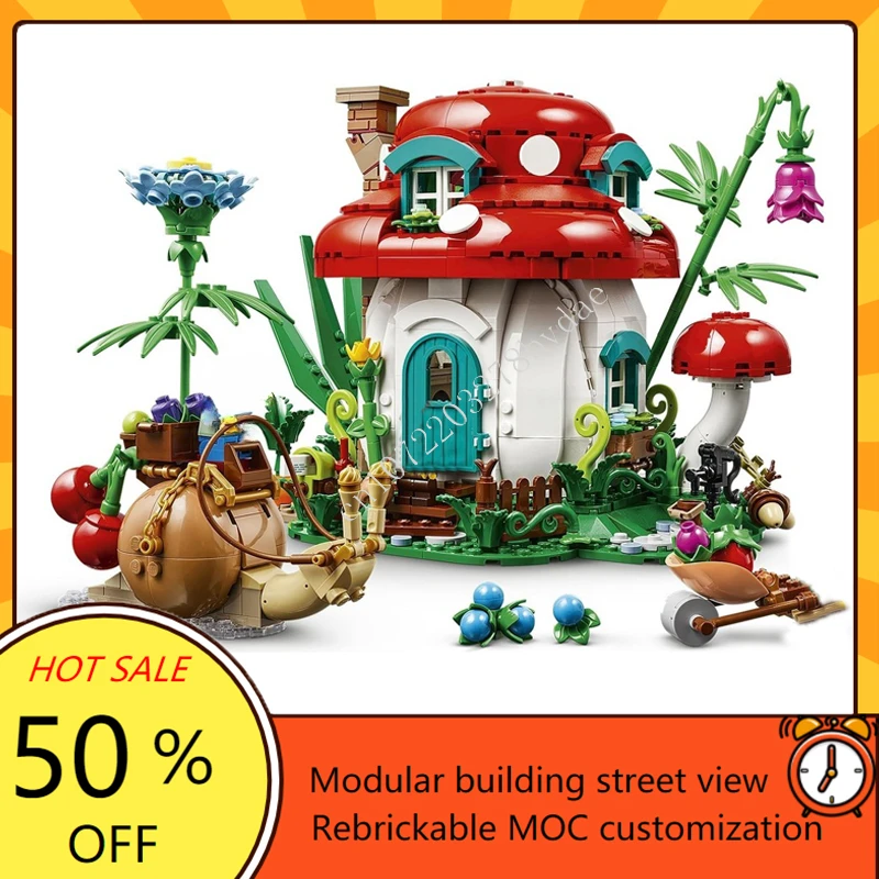 964PCS Paddestoel Huis Modulaire MOC Creatieve street view Model Bouwstenen Architectuur DIY Onderwijs Assemblage Model Speelgoed Geschenken