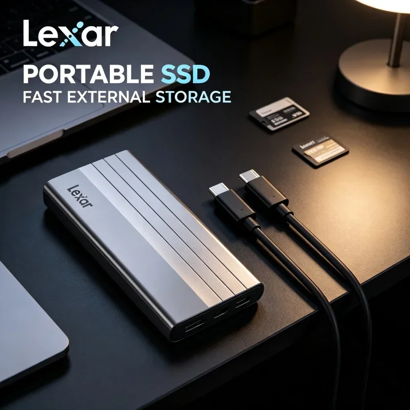 Lexar E300 Pro M.2 SSD Enclosure 10Gbps USB 3.2 Gen2 Type C NVMe Compatible Portable Hard Drive Case Support 2230 2242 2260 2280