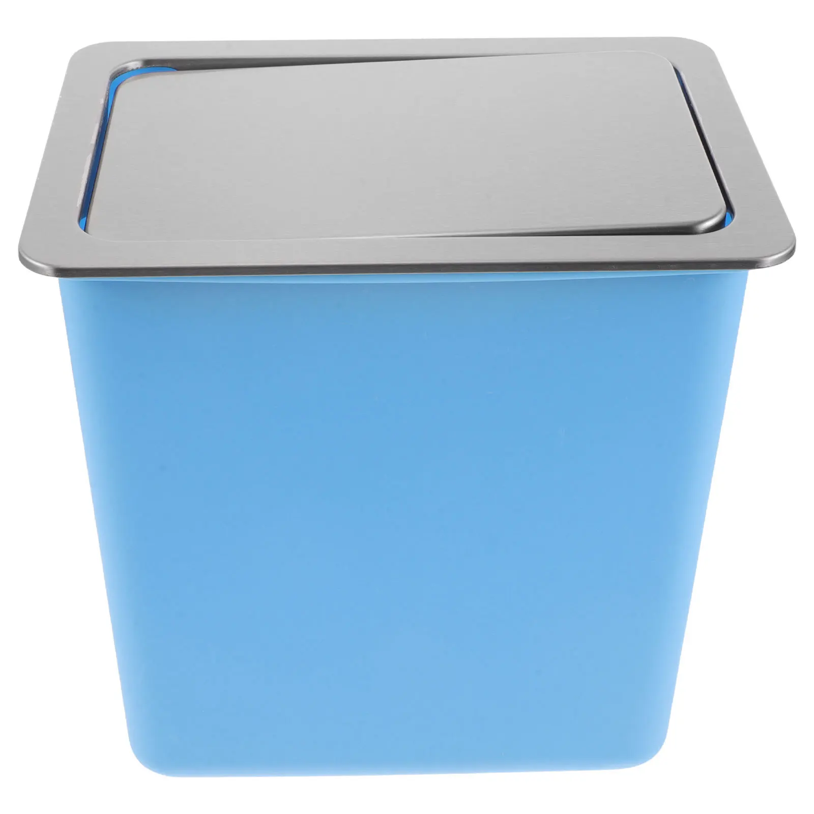 

Built-In Countertop Trash Bin Stainless Steel Swing Lid Hidden Waste Chute For Kitchen Bathroom Cabinet Recessed Garbage