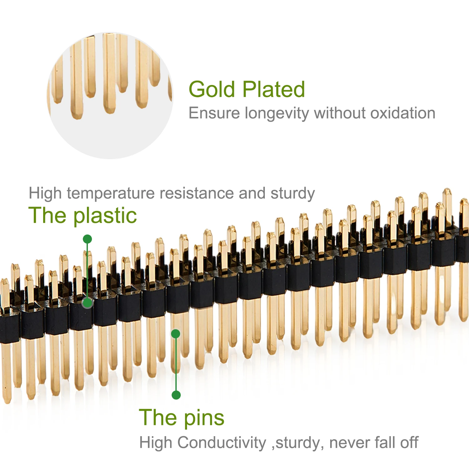 2x20 macho gpio cabeçalho de pino duplo 20 pinos fileira dupla 2.54mm banhado a ouro duas fileiras conector nano para arduino pcb raspberry pi