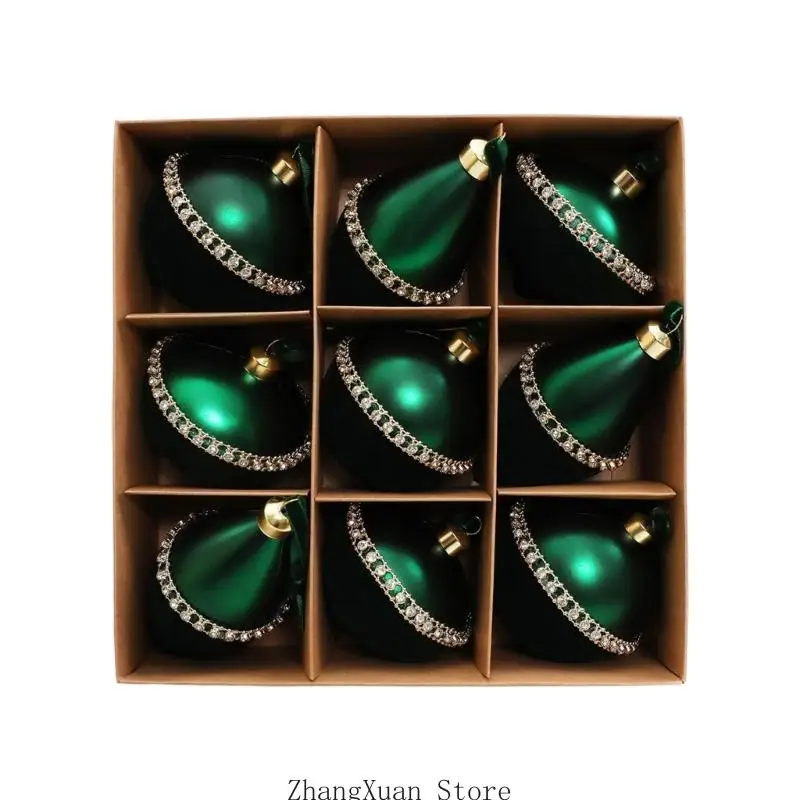 Kunststoff-Weihnachtskugelkollektion, hängende Kugeln mit Metalloberteil und Schmuckbesatz für Innendekorationen 3XUF – Detail 5