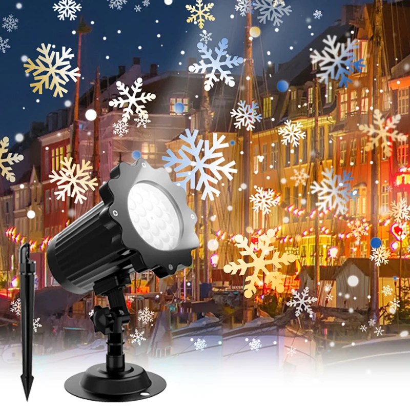 Snowflake Led Lights Christmas Projector Outdoor Waterproof Indoor Lawn Garden Stage Decoration Projection Pattern Blizzard Lamp