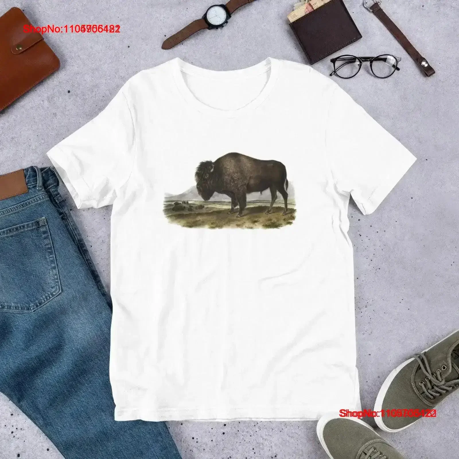 John J Audubon American Bison T Shirt BisonT vintage Washed Casual streetwear Stylish homme Top For Everyday Wear Breathable