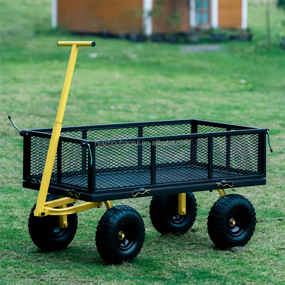 

Сверхмощная тележка большой емкости со съемными сетчатыми сторонами, домашняя ферма, двор, сад, стальная сетка, ручная тележка, садовые тележки