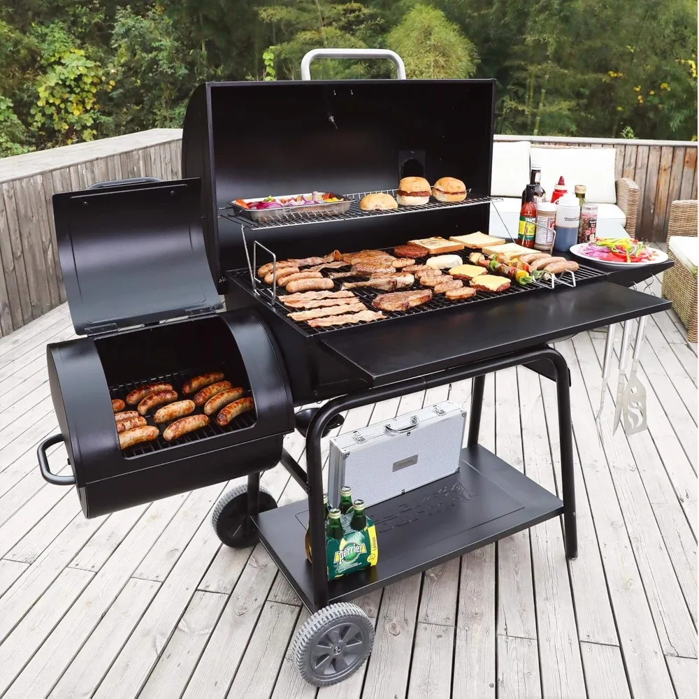 Charcoal Grill with Offset Smoker - 1200 Sq. In. Capacity, Perfect for Large Gatherings, Patio & Backyard BBQ