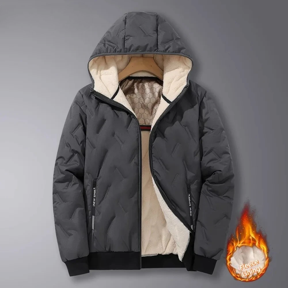 Men's Winter Warm Windproof Padded Jacket Outdoor Climbing Fleece Lining Parkas Men Camping Hiking Sports Hooded Casual Coats