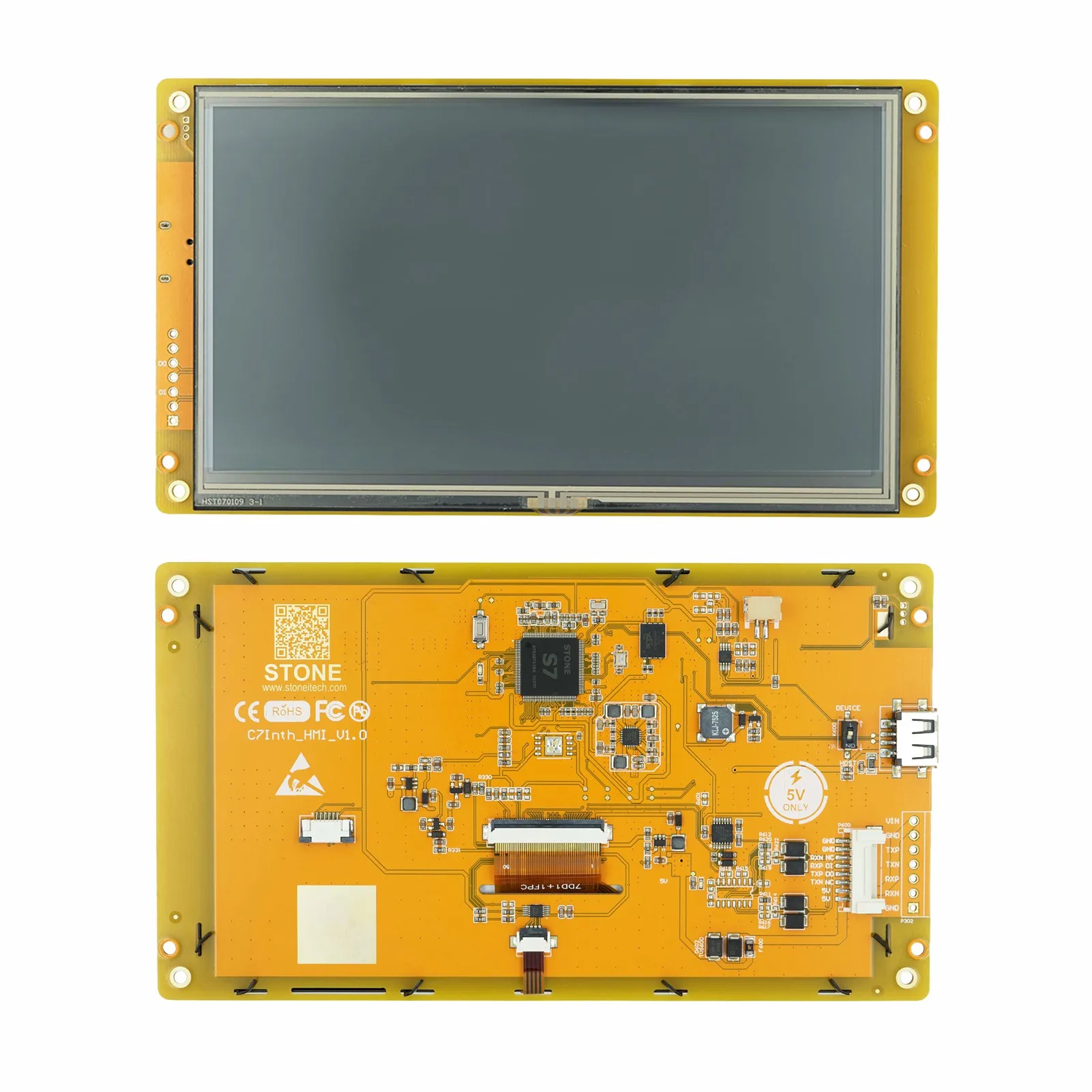 

7 Resistive Touchscreen HMI UART Serial 5V TFT LCD Module Display for Arduino Raspberry Pi