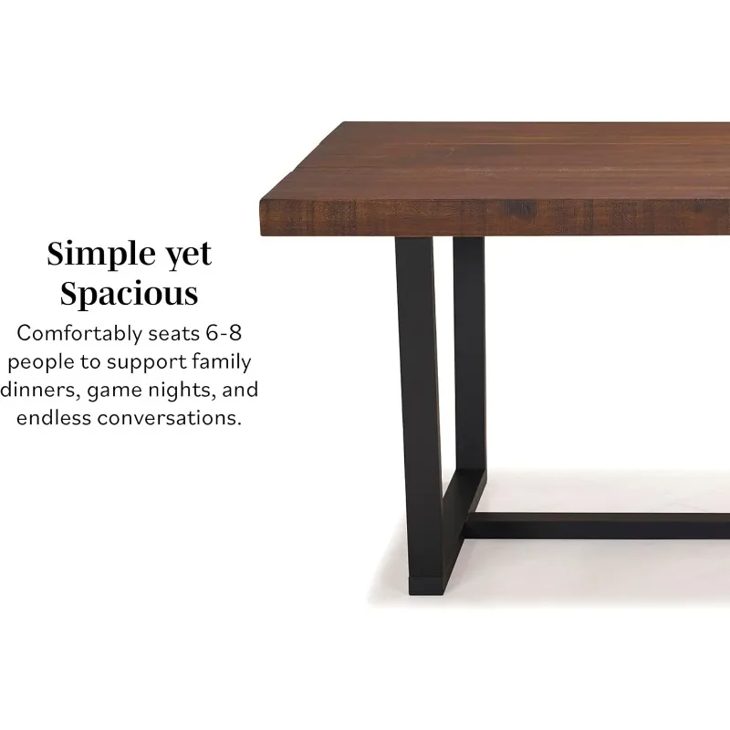 Distressed Solid Wood Dining    72 Inch Rustic Oak Finish Farmhouse Style
