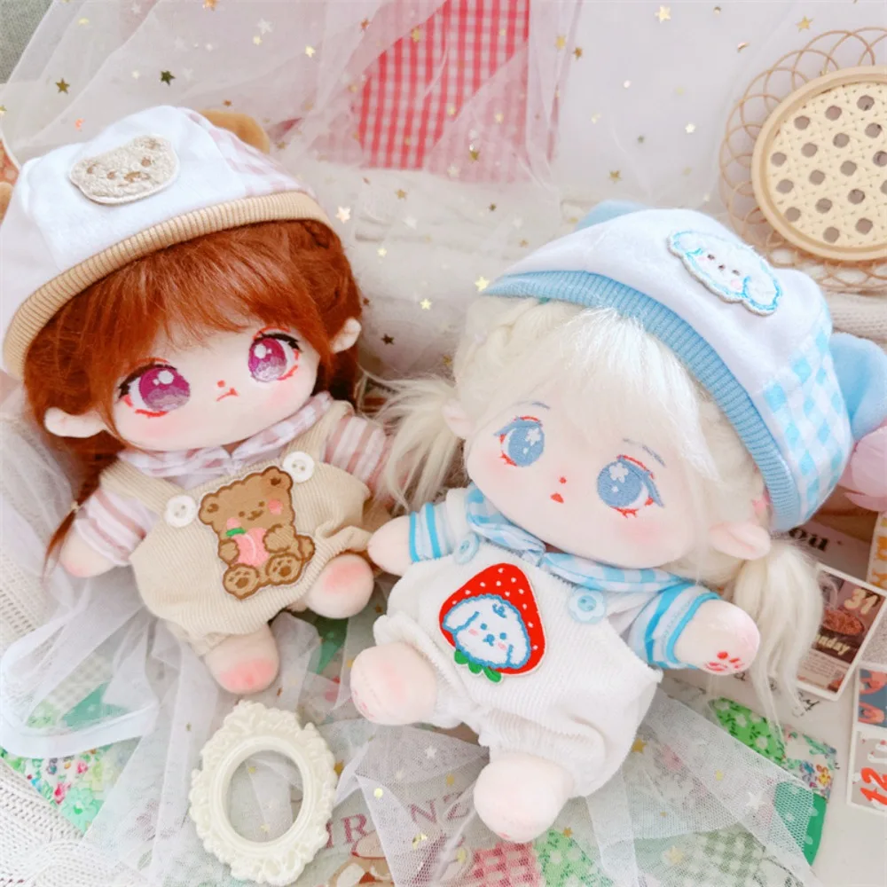 

Strap Pants Cotton Doll Clothes Set Dress Up Bear Hat Cotton Doll Suit Cartoon Kawaii Plush Dolls Clothes Children's Gift