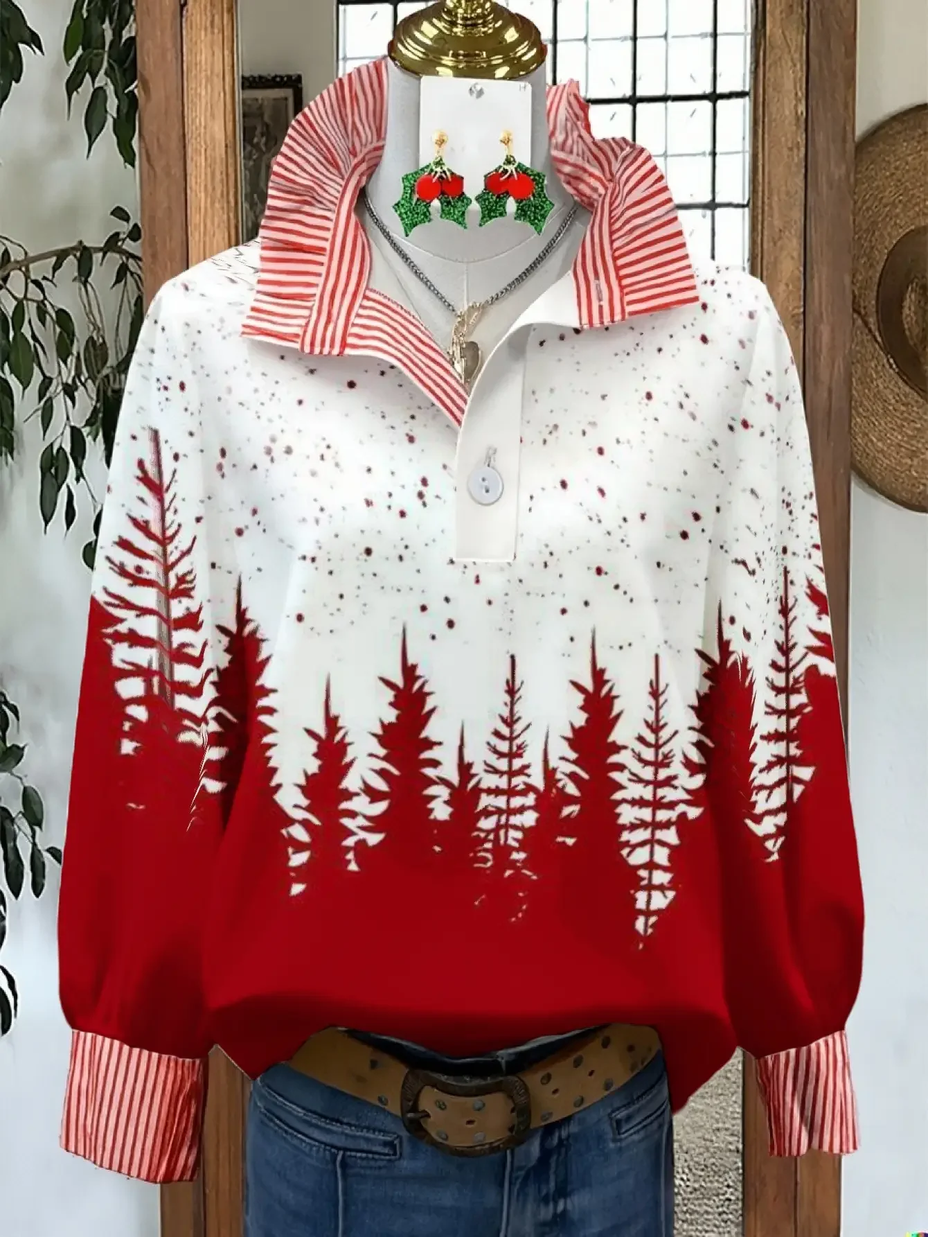 2026 New Christmas Women's Top Spring and Autumn Winter Casual elegance, showcasing a youthful vibe