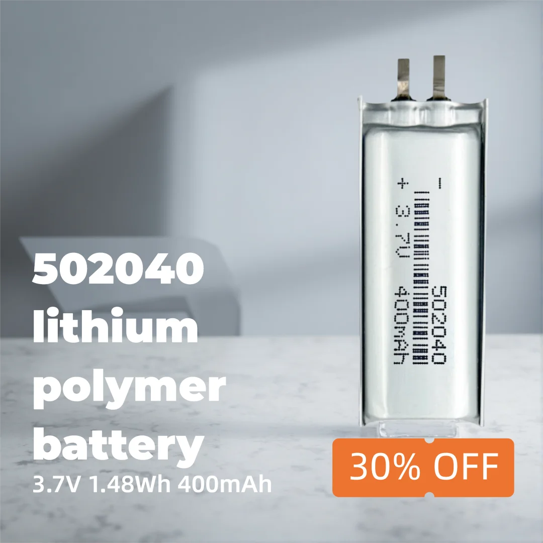 

Lightweight Compact Li-ion Polymer Battery 502040 3.7V 400mAh Rechargeable Cell for Smart Devices, Mini Gadgets, DIY Projects
