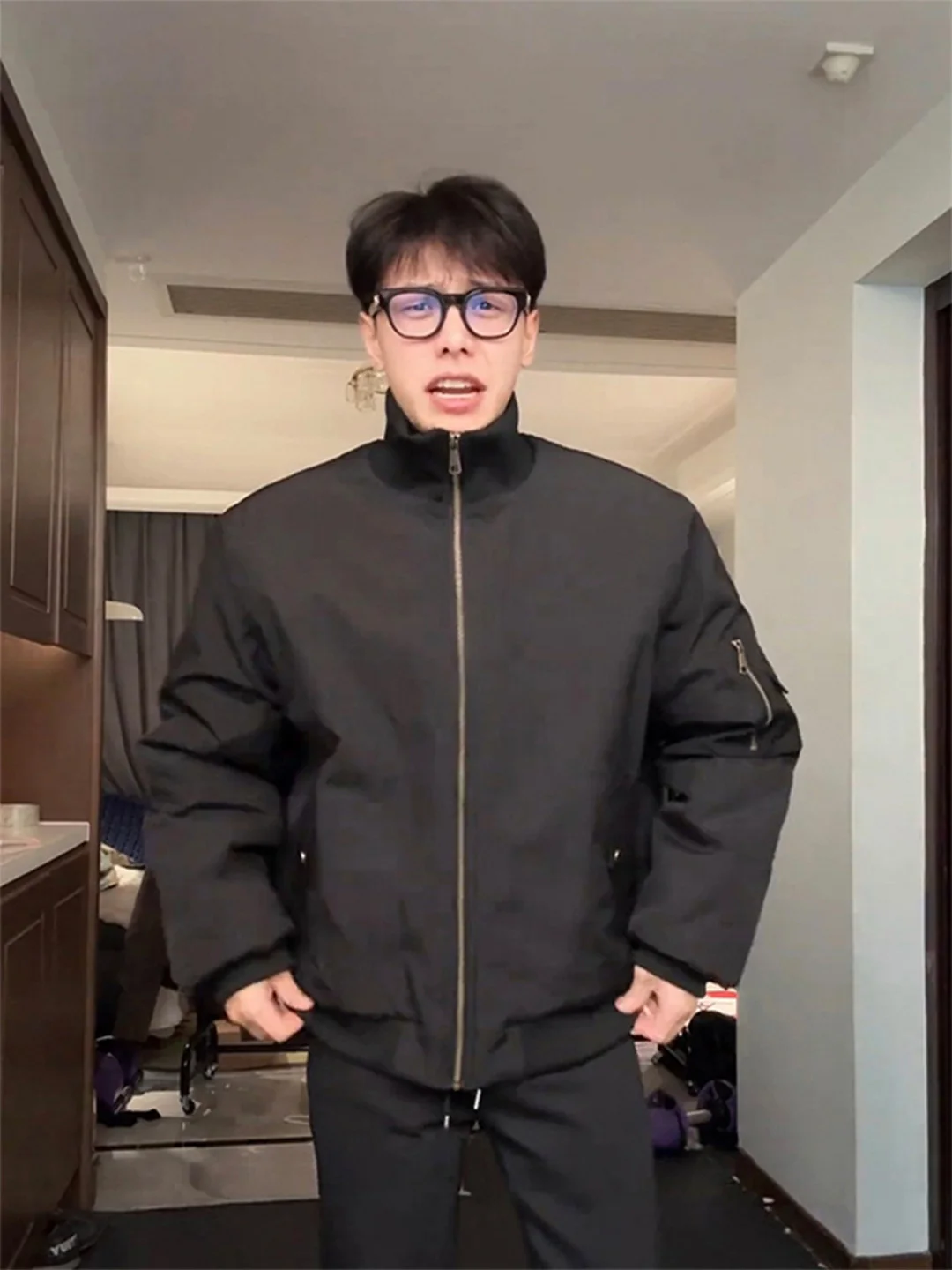 

American High Street Sle Men's Pilot Jaet Cotton Coat Thiened ort Baseball Sle Stand Collar Winter Warm Outerwear