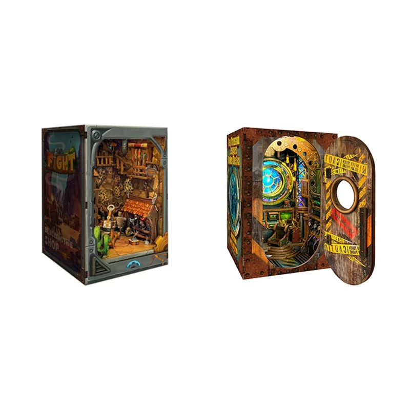 Estante montada de madeira explorar fantasia mundo desconhecido presente de decoração de mesa