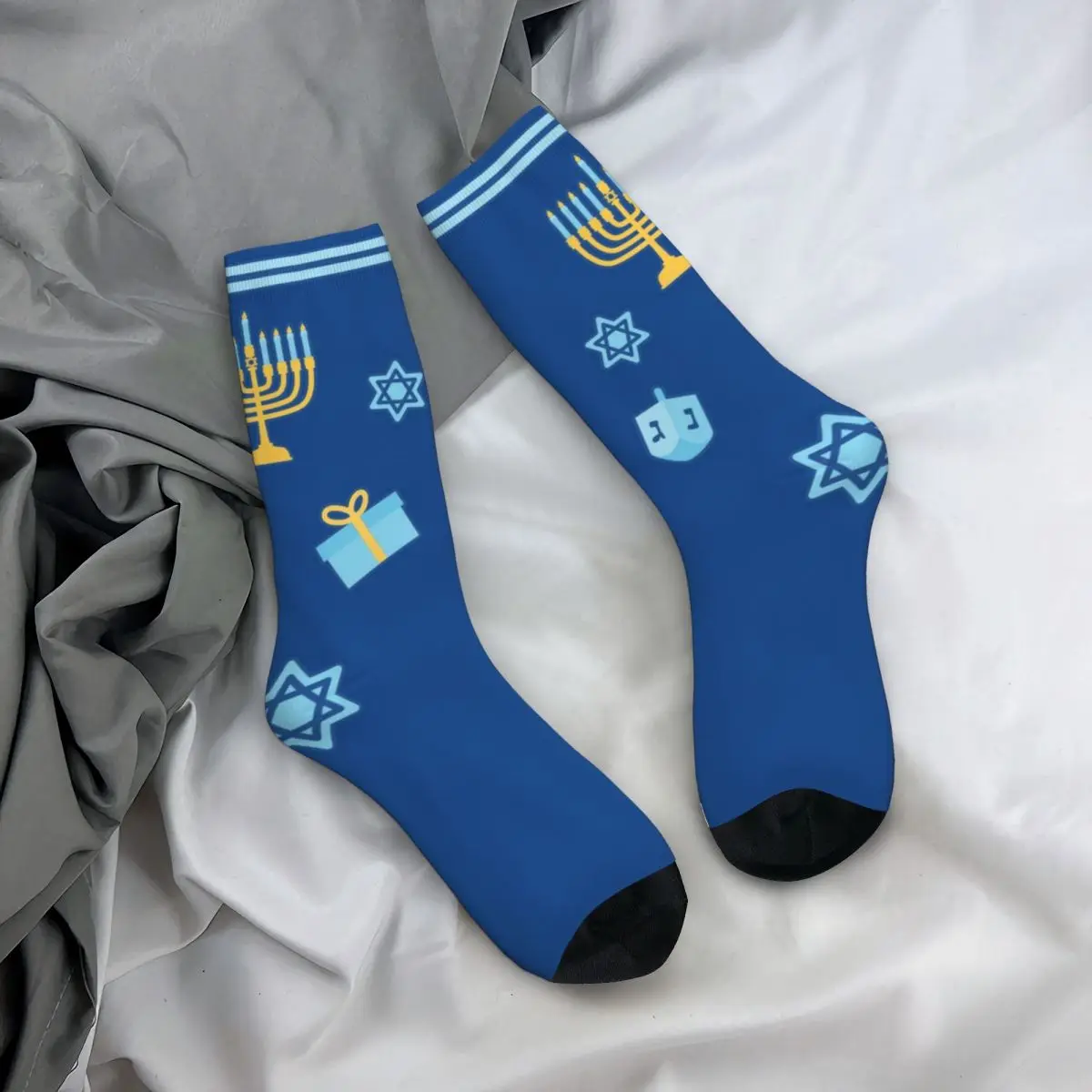 HANUKKAH Dreidel Socks Star of David Casual Stockings Winter Anti Sweat Unisex Socks Soft Pattern Running Socks