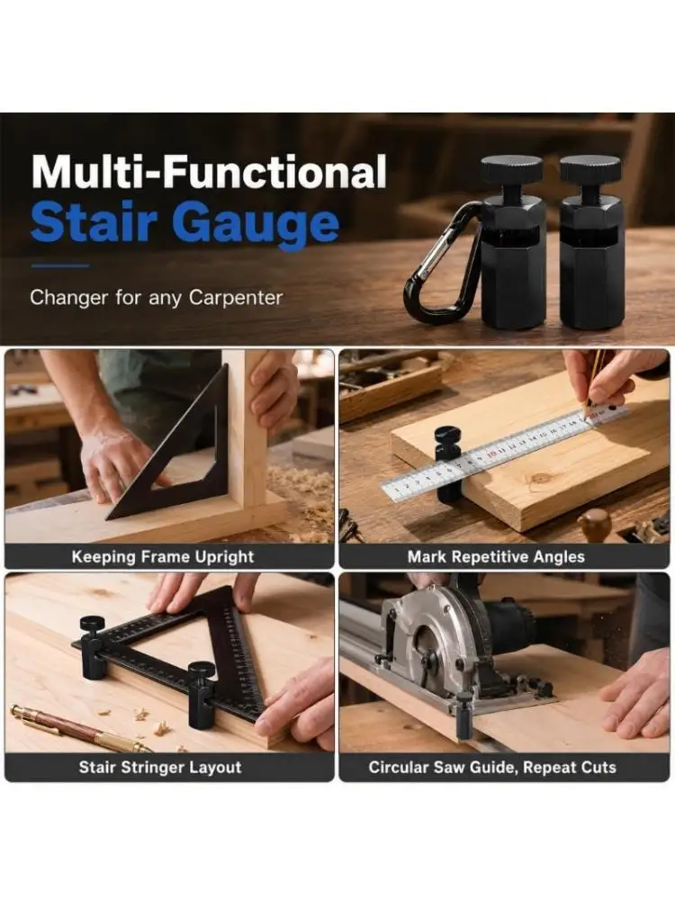 E8BD Stair Layout Tool Pair with Storage Clip for Framing Square Work