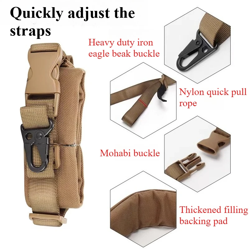 

Тактический ремень с быстрой регулировкой, 2-точечная быстросъемная веревка для пистолета, универсальный подвесной веревочный замок для камуфляжного оборудования