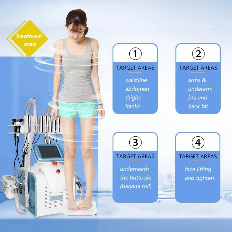 Slimming Machine Body Shaping Equipment Fat Burning Beauty Device with Cryo Cooling Vacuum Cavitation Lipo RF Light Therapy